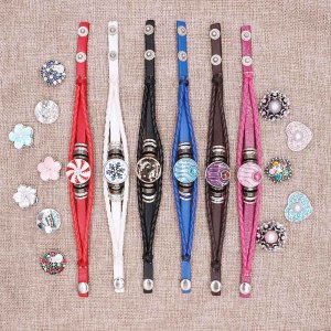 1 buttons brown leather KC0281 with Small Pendants new type bracelets fit 20mm snaps chunks