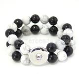 white howlite and black Obsidian bracelets Fit 18/20mm snaps chunks