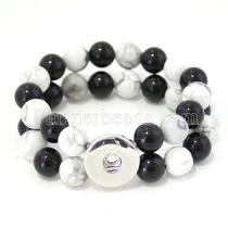 white howlite and black Obsidian bracelets Fit 18/20mm snaps chunks