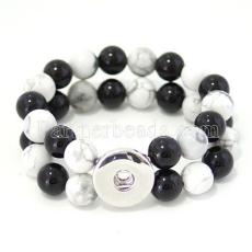 white howlite and black Obsidian bracelets Fit 18/20mm snaps chunks