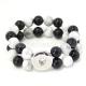 white howlite and black Obsidian bracelets Fit 18/20mm snaps chunks