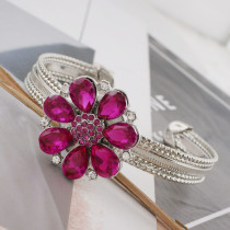 20MM flower snap sliver Plated with rose-red rhinestone KC9879 snaps jewelry