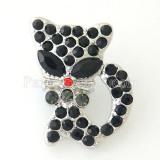 20MM Cat snap Antique Silver Plated with black rhinestone KB8133 snaps jewelry