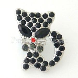 20MM Cat snap Antique Silver Plated with black rhinestone KB8133 snaps jewelry