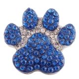 20MM Paws snap  Antique Silver Plated with blue rhinestone KC7192 snaps jewelry