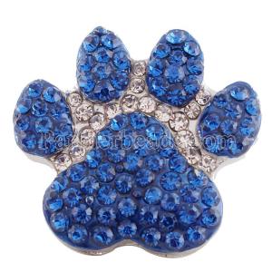 20MM Paws snap  Antique Silver Plated with blue rhinestone KC7192 snaps jewelry