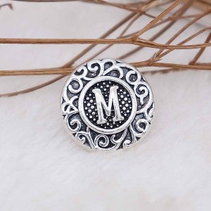 C20MM English alphabet-M snap Antique silver  KC6757 snaps jewelr