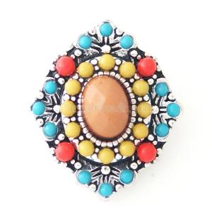 20MM Diamond snap Antique Silver Plated with multicolor small beads and Resin KB6438 Multicolor