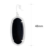 S925 Sterling Silver Kendra Scott style Elle Drop Earrings with Deep blue bling agate gemstone  GM6006