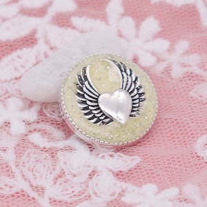 20MM love Wing snap silver Plated with yellow enamel KC6950 snaps jewelry