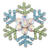 20MM Christmas snow flake snap Silver Plated with  Rhinestone KC8772 snaps jewelry