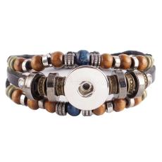 1 buttons Multilayer leather with beads and Rhinestones KC0235 new type bracelets fit 20mm snaps chunks