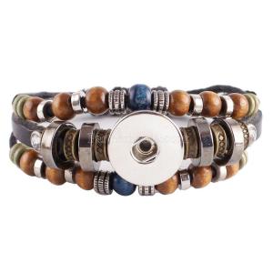 1 buttons Multilayer leather with beads and Rhinestones KC0235 new type bracelets fit 20mm snaps chunks