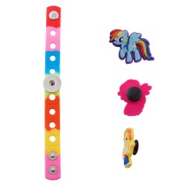 18cm kid junior style bracelet with 15mm width colorful silicone stretch fit 20mm snap button