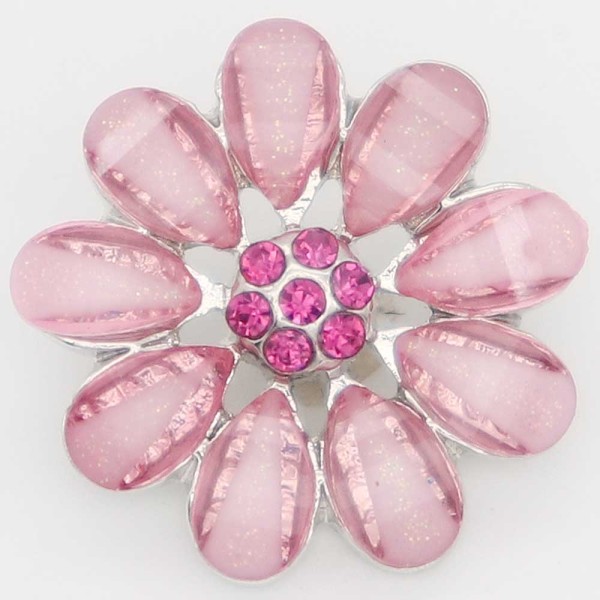 20MM flower snap with pink rhinestones  KC6880 snaps jewelry