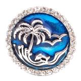 20MM Seaside snap Silver Plated with Rhinestones and blue Enamel KC6152 snaps jewelry