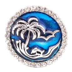 20MM Seaside snap Silver Plated with Rhinestones and blue Enamel KC6152 snaps jewelry