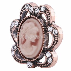 20MM pink snap rose-gold plated with rhinestones KB6217 snaps jewelry