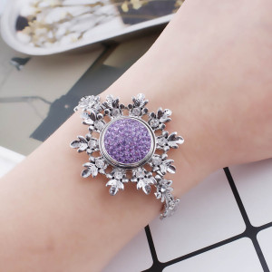 18mm Sugar snaps Alloy with purple chunks rhinestones KB2304 snaps jewelry