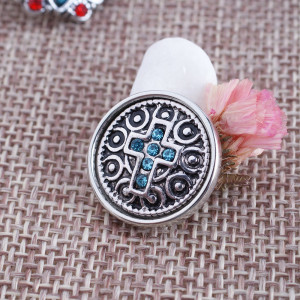 18mm snaps metal chunks with light blue rhinestones