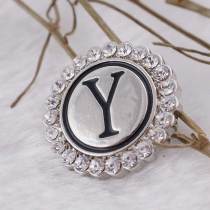 20MM English alphabet-Y snap Antique silver  plated with Rhinestones KC8554 snaps jewelry