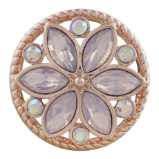 20MM round Rose-Gold Plated with pink opal KC7543 snaps jewelry
