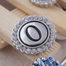 20MM English alphabet-O snap Antique silver  plated with Rhinestones KC8544 snaps jewelry