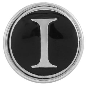 20MM English alphabet-I  snap silver  plated KB1259 with Enamel interchangeable snaps jewelry