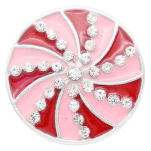 20MM snap Silver Plated with rhinestone and pink enamel KC7830 snaps jewelry