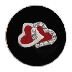 20MM love sliver Plated with rhinestone and black enamel KC6558 snaps jewelry
