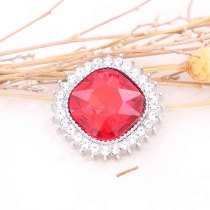 20MM design snap Silver Plated with Red rhinestone KC6775 snaps jewelry