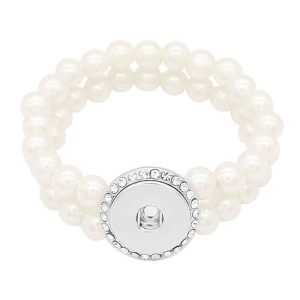 Pearl bracelets Platinum with rhinestones Fit 20MM snaps chunks KC0826