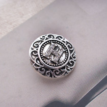 20MM English alphabet-H snap Antique silver  plated with  Rhinestones KB6261 snaps jewelry