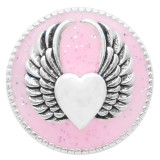 20MM love Wing snap silver Plated with pink enamel KC6948 snaps jewelry