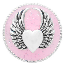 20MM love Wing snap silver Plated with pink enamel KC6948 snaps jewelry