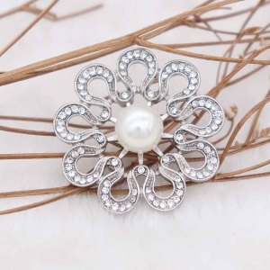 20MM pearl snap Silver Plated with pearl and Rhinestone KC6797 snaps jewelry