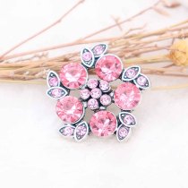 20MM design snap Silver Plated with rose-red rhinestone KC6780 snaps jewelry