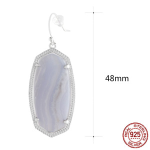 S925 Sterling Silver Kendra Scott style Elle Drop Earrings with purple agate GM6008