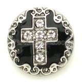 20mm cross snap with rhinestone and black enamel KB8885 snaps jewelry Black