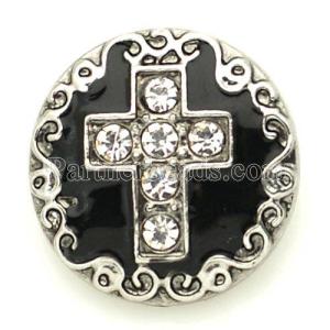 20mm cross snap with rhinestone and black enamel KB8885 snaps jewelry Black