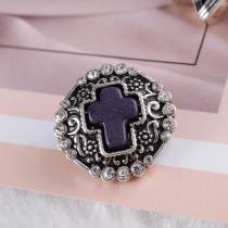 20MM cross snap Silver Plated with rhinestones and black Turquoise KC6223 snaps jewelry