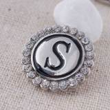 20MM English alphabet-S snap Antique silver  plated with Rhinestones KC8548 snaps jewelry