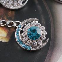 20MM moon snap silver plated with cyan Rhinestone KC6356 snaps jewelry