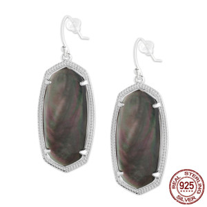 S925 Sterling Silver Kendra Scott style Elle Drop Earrings with black shell GM6002