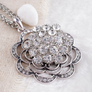 20MM Hexagon snap Silver Plated with white rhinestone KB8720 snaps jewelry