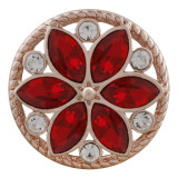 20MM round Rose Gold Plated with red rhinestone KC7551 snaps jewelry