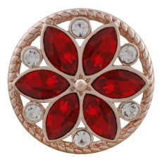 20MM round Rose Gold Plated with red rhinestone KC7551 snaps jewelry