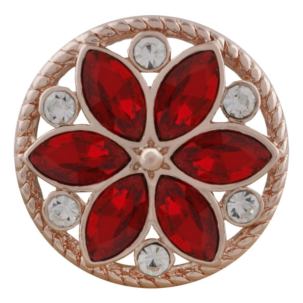 20MM round Rose Gold Plated with red rhinestone KC7551 snaps jewelry