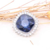 20MM design snap Silver Plated with dark blue rhinestone KC6776 snaps jewelry