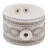 Partnerbeads 21CM white leather bracelets fit 18/20MM snaps chunks KC0293 snaps jewelry